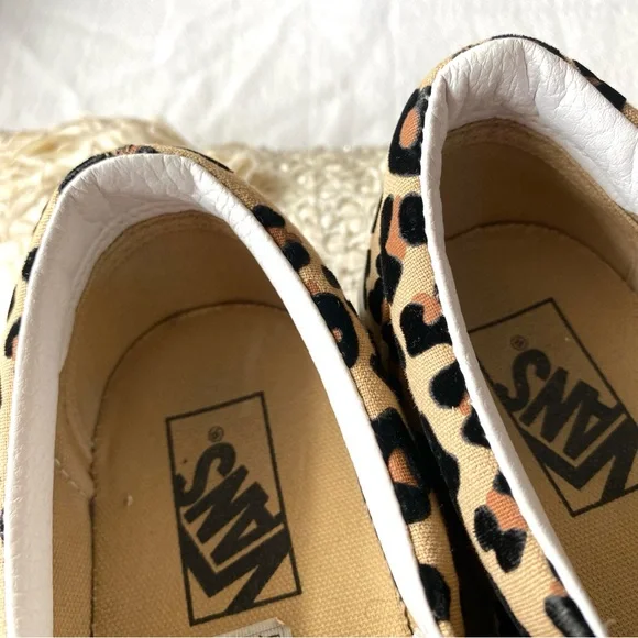Vans Leopard Print Slip On Black Tan Casual Classic Slip On Shoes Size 9 - Picture 10 of 16